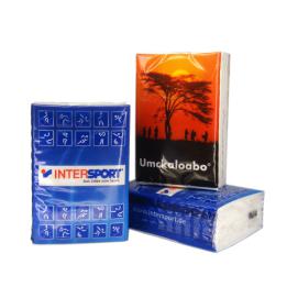 mini pocket tissues foil printed all around Mini 7-pack with 4-ply tissues